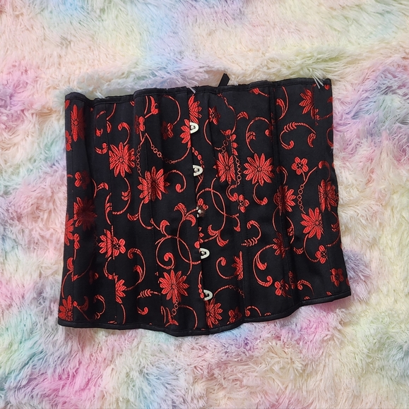 Red and Black Underbust Corset - Picture 1 of 5